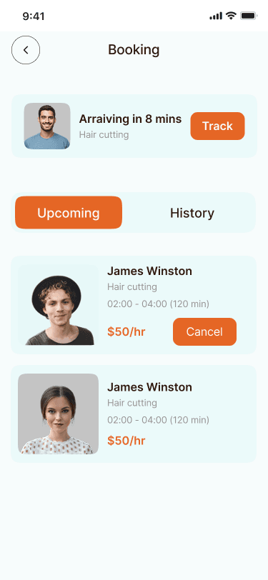 PROMPT booking confirmation screen with flat-fee pricing breakdown