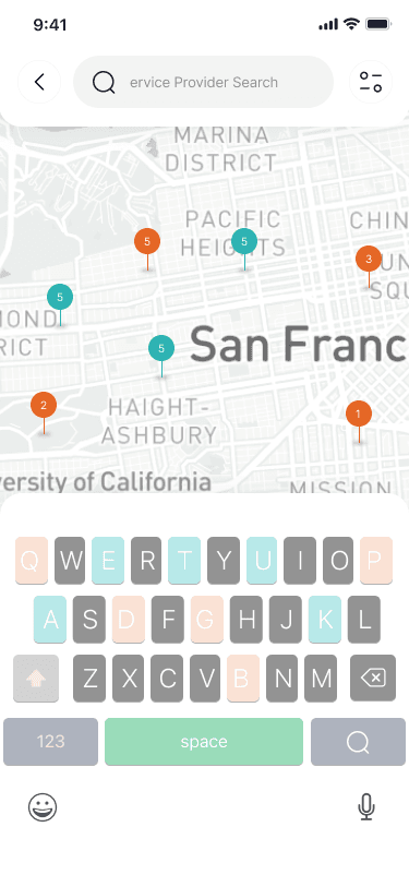 PROMPT app search screen showing nearby providers with a live 24-hour opening